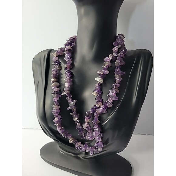 Vintage Premier Designs Purple Stone Chips Beaded Necklace Flapper Opera Jewelry - Picture 5 of 15